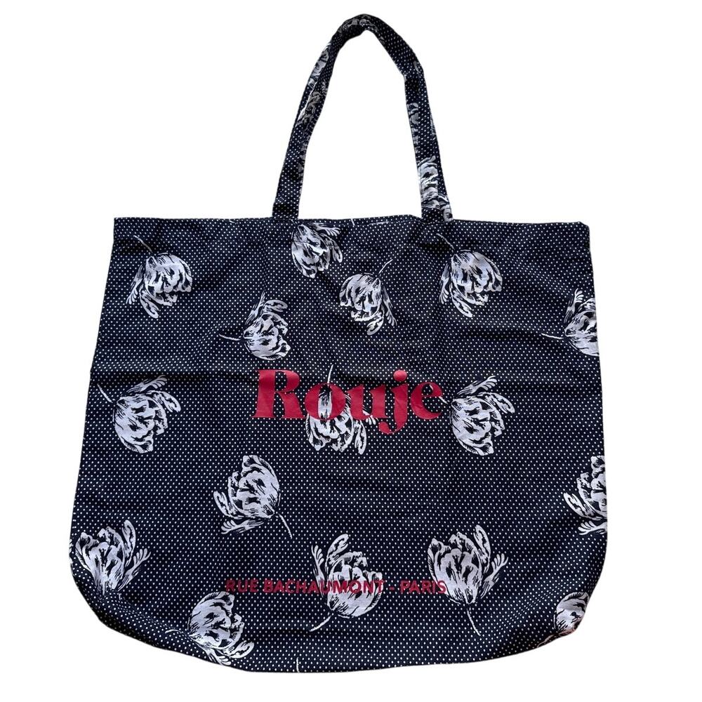 NWOT Rouje Large Black & White Cotton Graphic Logo Tote Bag